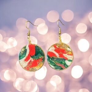 Perfectly imperfect by Heather. Colorful Abstract Christmas ornament Earrings